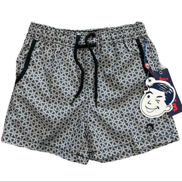 Jr. Swim Gray Triangles Boys Swim Trunks 4 - Picture 1 of 2